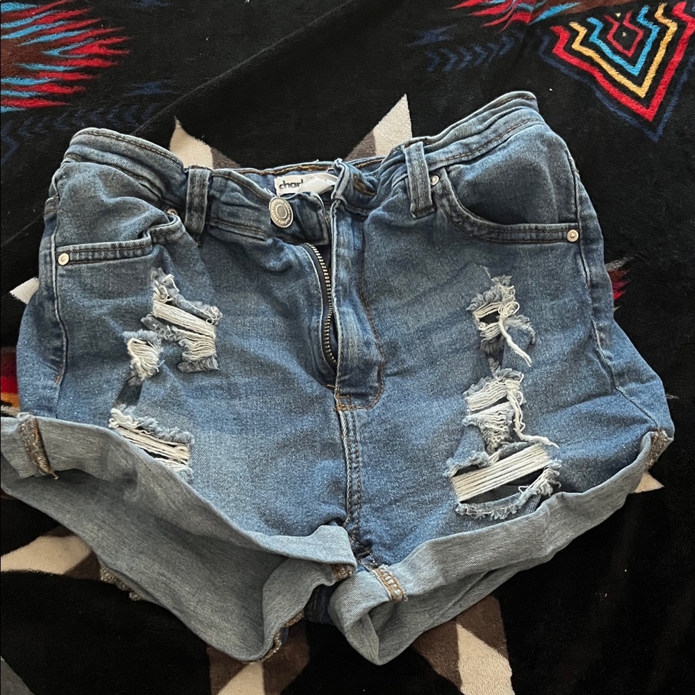Charlotte Russe Blue Distressed Jean Shorts